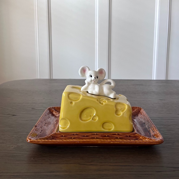Vintage Mouse On A Cheese Slice Covered Dish Tray Plate with Lid 3D Japan - Picture 15 of 15